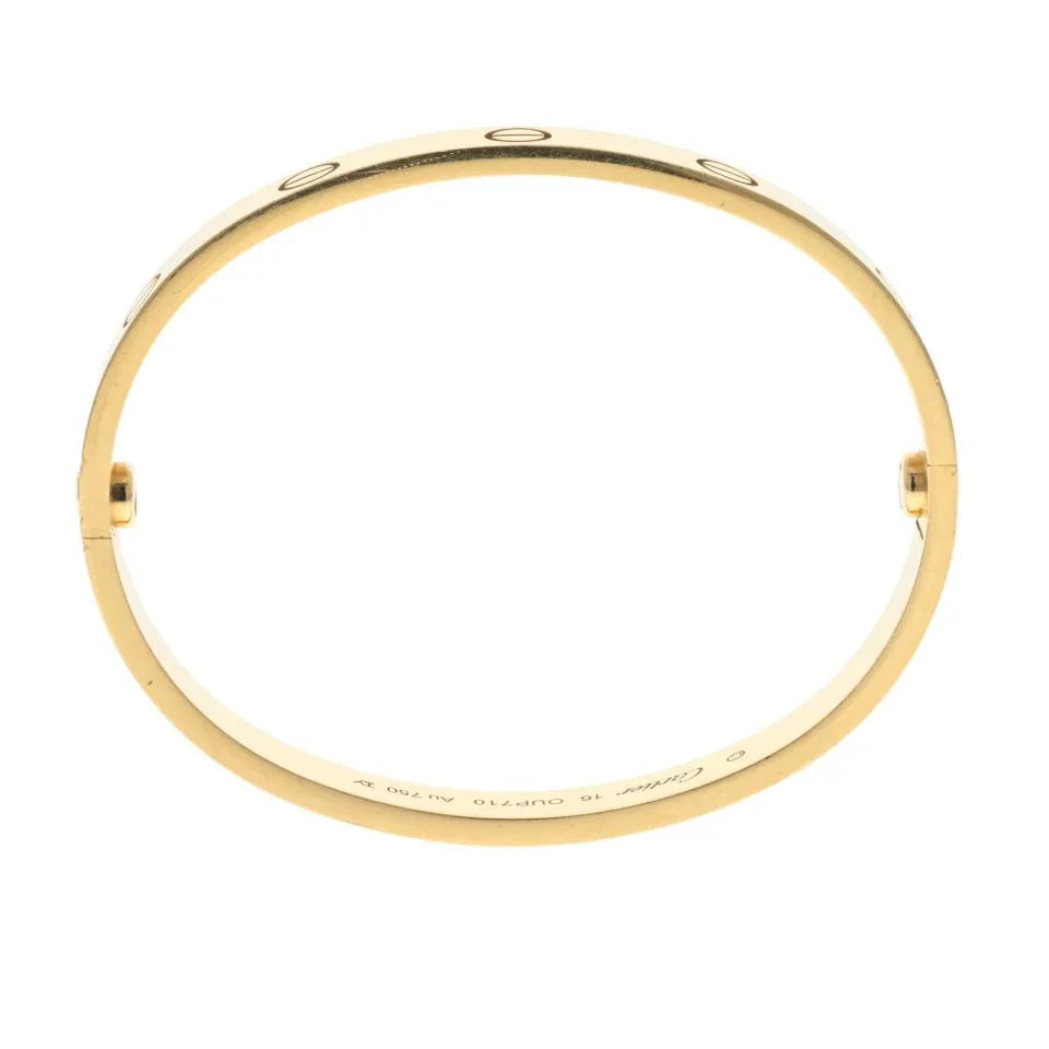 Carthttier Love 18K Yellow Gold Love Bangle Size 16 Bracelet