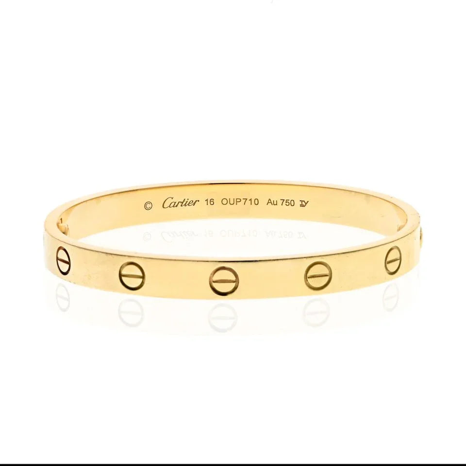 Carthttier Love 18K Yellow Gold Love Bangle Size 16 Bracelet