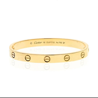 Carthttier Love 18K Yellow Gold Love Bangle Size 16 Bracelet