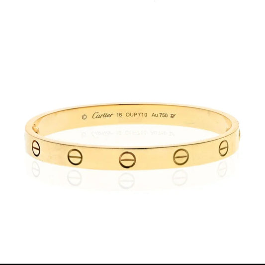 Carthttier Love 18K Yellow Gold Love Bangle Size 16 Bracelet