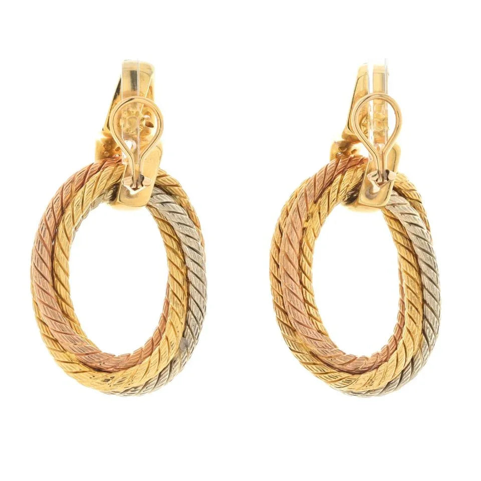 Carthttier 18K Tri Color Veronique Carthttier Tricolor Twisted Rope Doorknocker Earrings