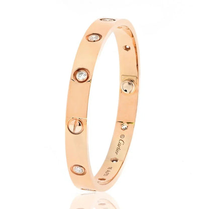 Carthttier 18K Rose Gold Love Bracelet 10 Diamonds Bracelet