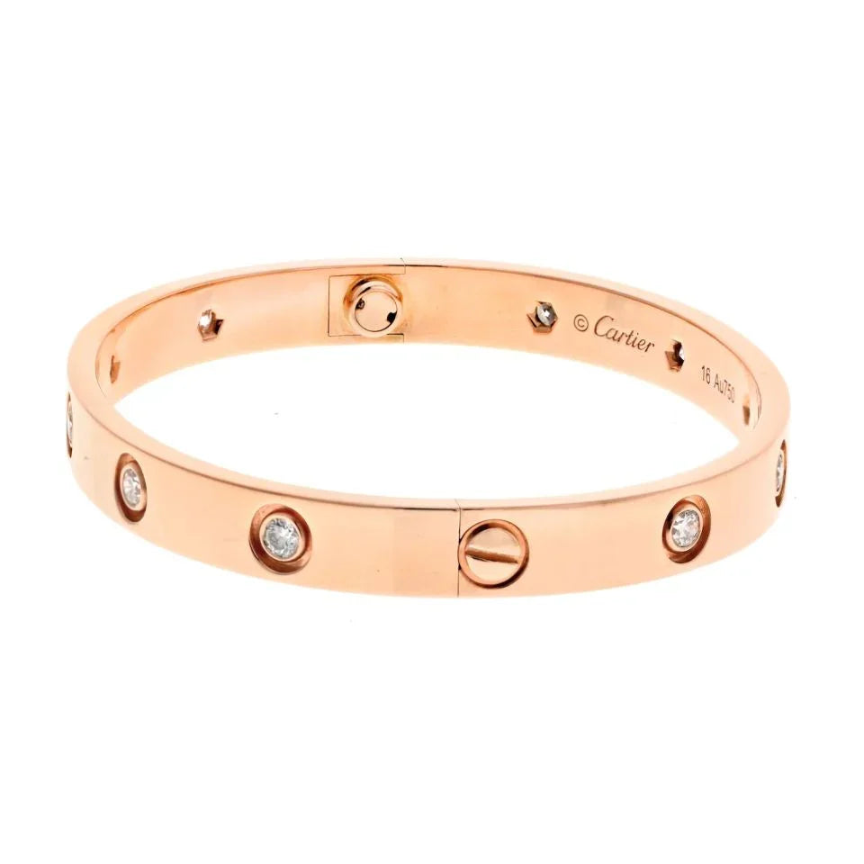 Carthttier 18K Rose Gold Love Bracelet 10 Diamonds Bracelet