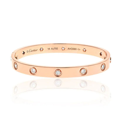Carthttier 18K Rose Gold Love Bracelet 10 Diamonds Bracelet