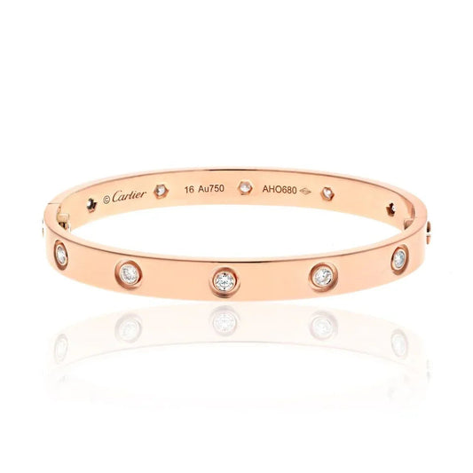 Carthttier 18K Rose Gold Love Bracelet 10 Diamonds Bracelet