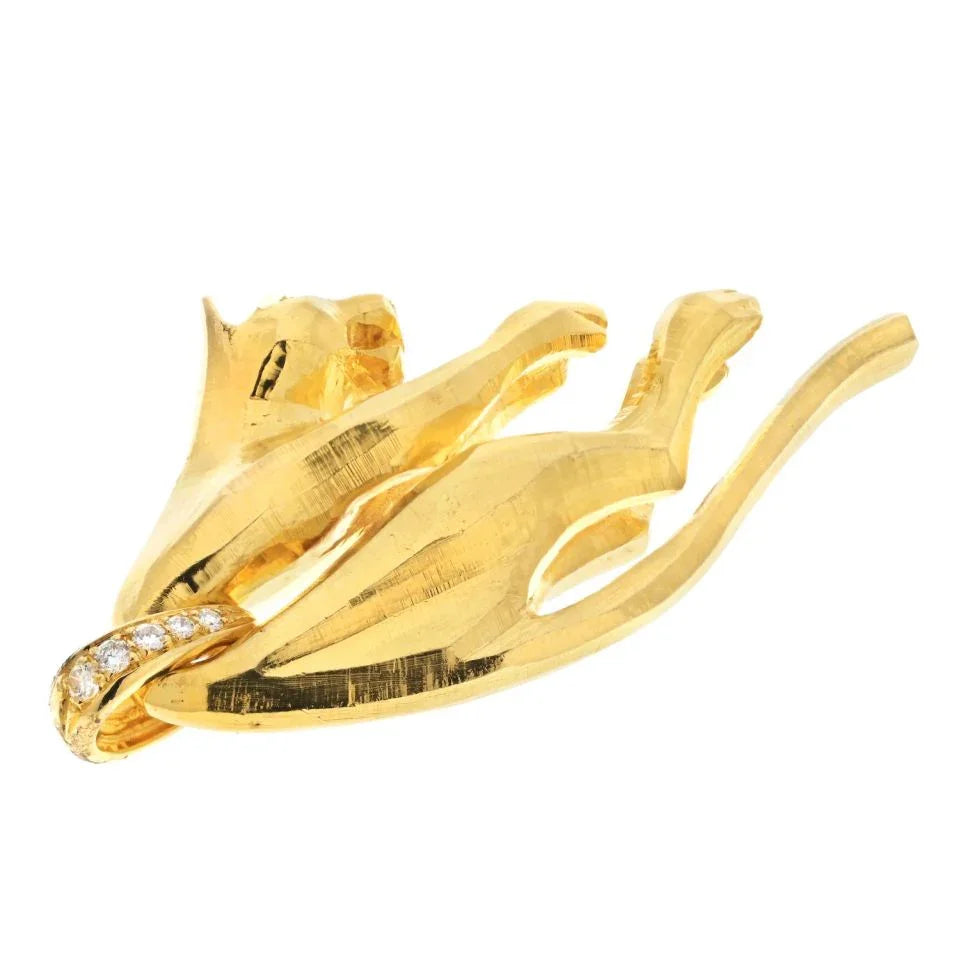 Carthttier 18K Yellow Gold Hanging Panthere Diamond Eyes Pendant