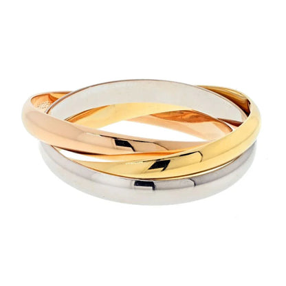 Carthttier Trinity 18K Tri Color Large Band Triple Roller Bracelet