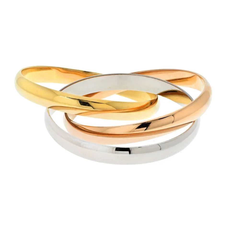 Carthttier Trinity 18K Tri Color Large Band Triple Roller Bracelet