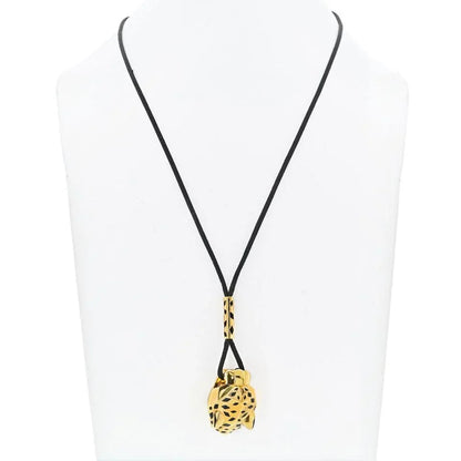 Carthttier 18K Yellow Gold Panthere On A Black Cord Necklace