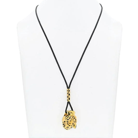 Carthttier 18K Yellow Gold Panthere On A Black Cord Necklace