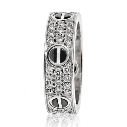 Carthttier 18K White Gold Love Diamond Ceramic Ring
