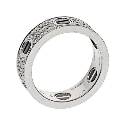 Carthttier 18K White Gold Love Diamond Ceramic Ring