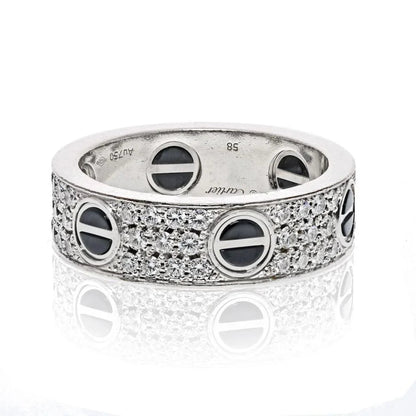 Carthttier 18K White Gold Love Diamond Ceramic Ring