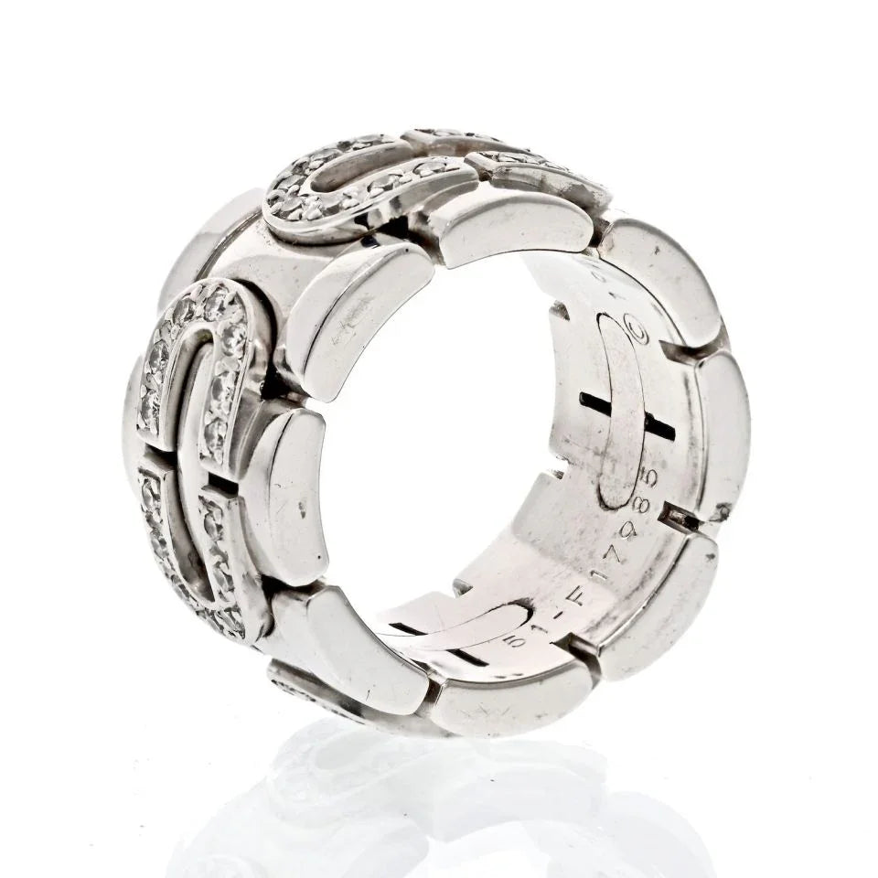 Carthttier 18K White Gold Panthere Maillon Ring