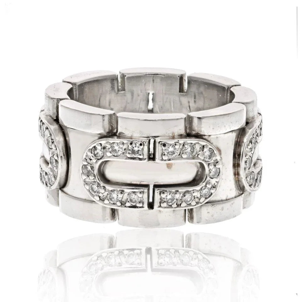 Carthttier 18K White Gold Panthere Maillon Ring