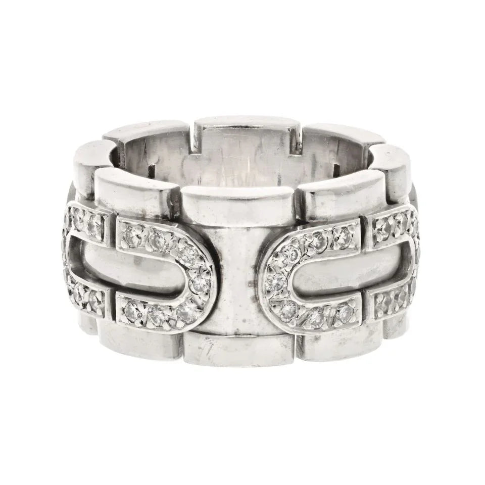 Carthttier 18K White Gold Panthere Maillon Ring