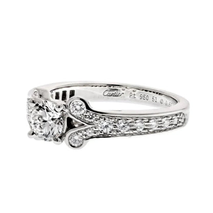 Carthttier Platinum Ballerine Solitaire  0.51ct Round Diamond Ring
