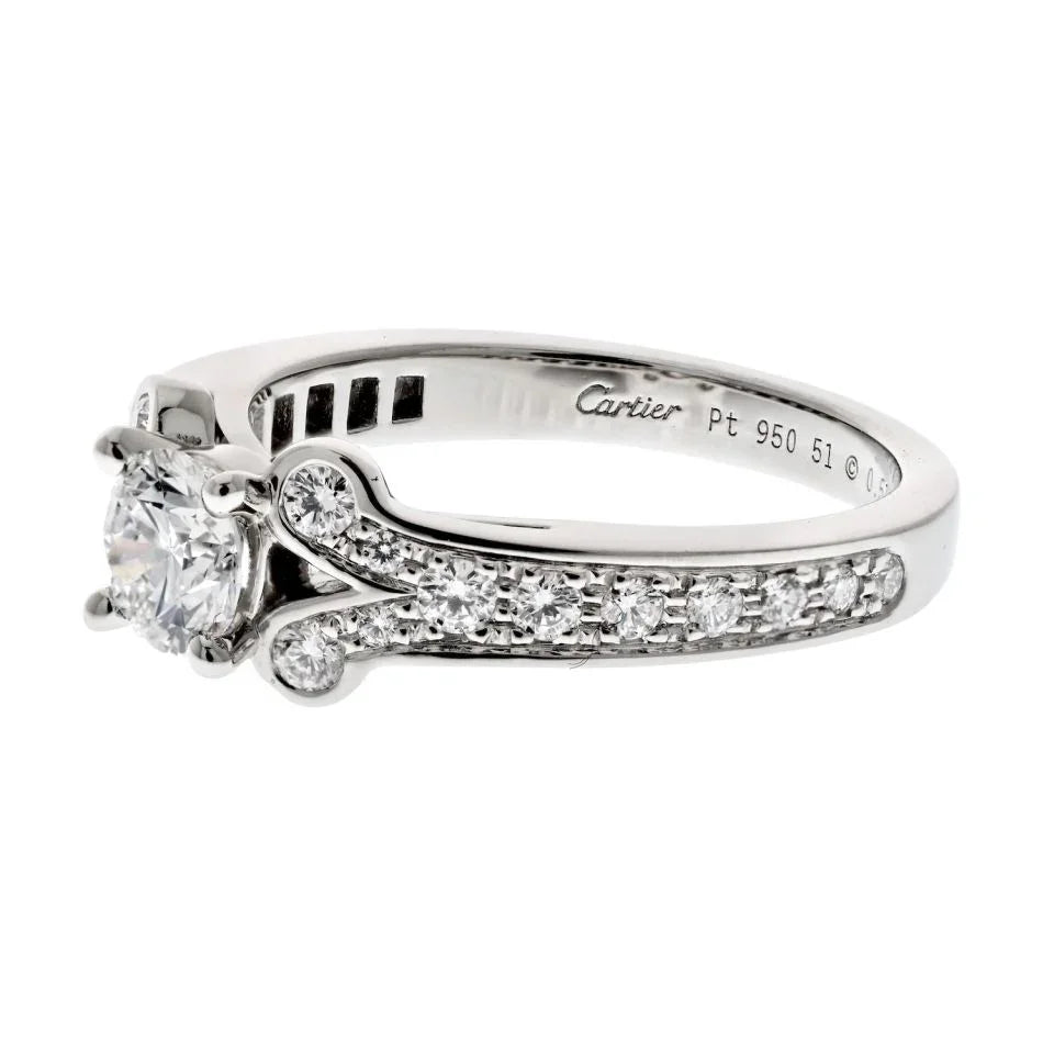 Carthttier Platinum Ballerine Solitaire  0.51ct Round Diamond Ring