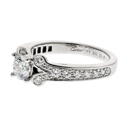 Carthttier Platinum Ballerine Solitaire  0.51ct Round Diamond Ring