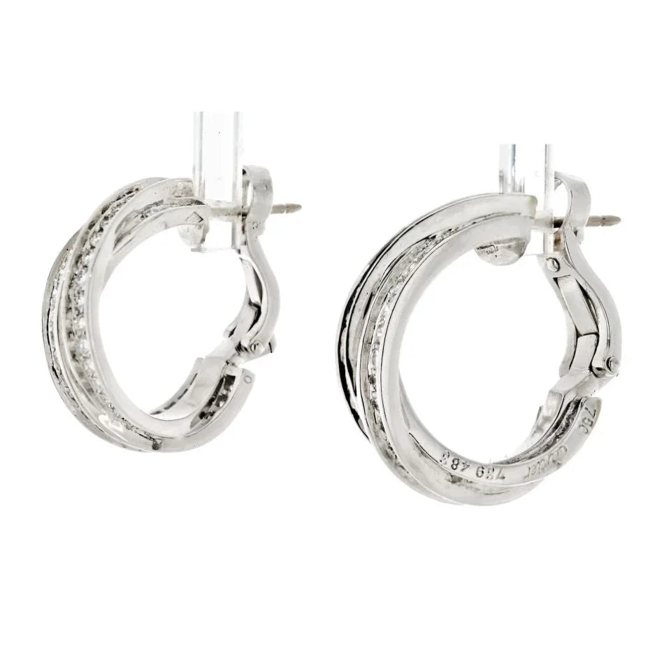 Carthttier Trinity 18K White Gold Trinity Diamond Earrings