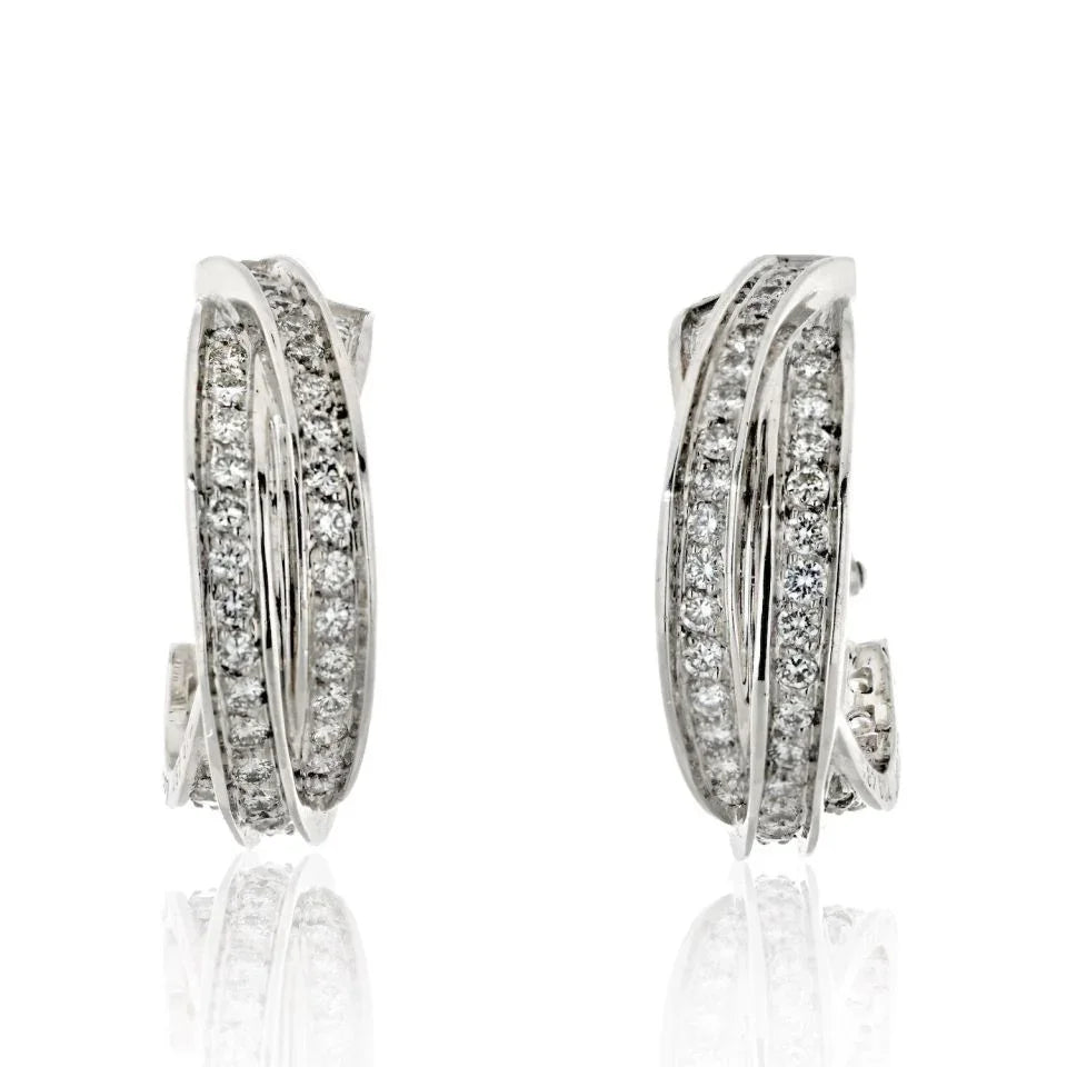 Carthttier Trinity 18K White Gold Trinity Diamond Earrings