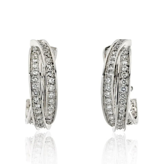 Carthttier Trinity 18K White Gold Trinity Diamond Earrings