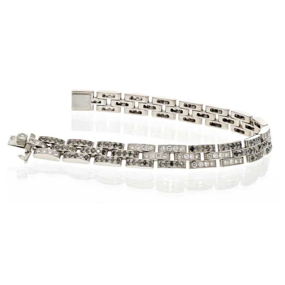 Carthttier 18K White Gold Maillon Black And White Natural Diamond Bracelet