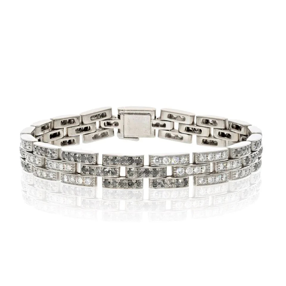 Carthttier 18K White Gold Maillon Black And White Natural Diamond Bracelet