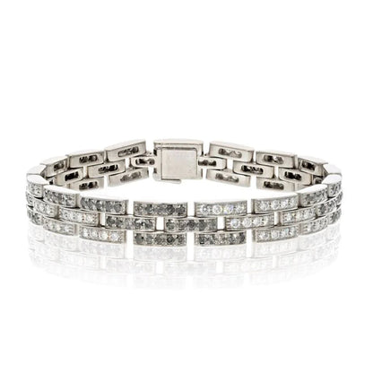 Carthttier 18K White Gold Maillon Black And White Natural Diamond Bracelet