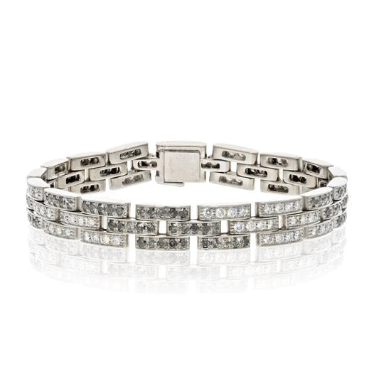 Carthttier 18K White Gold Maillon Black And White Natural Diamond Bracelet