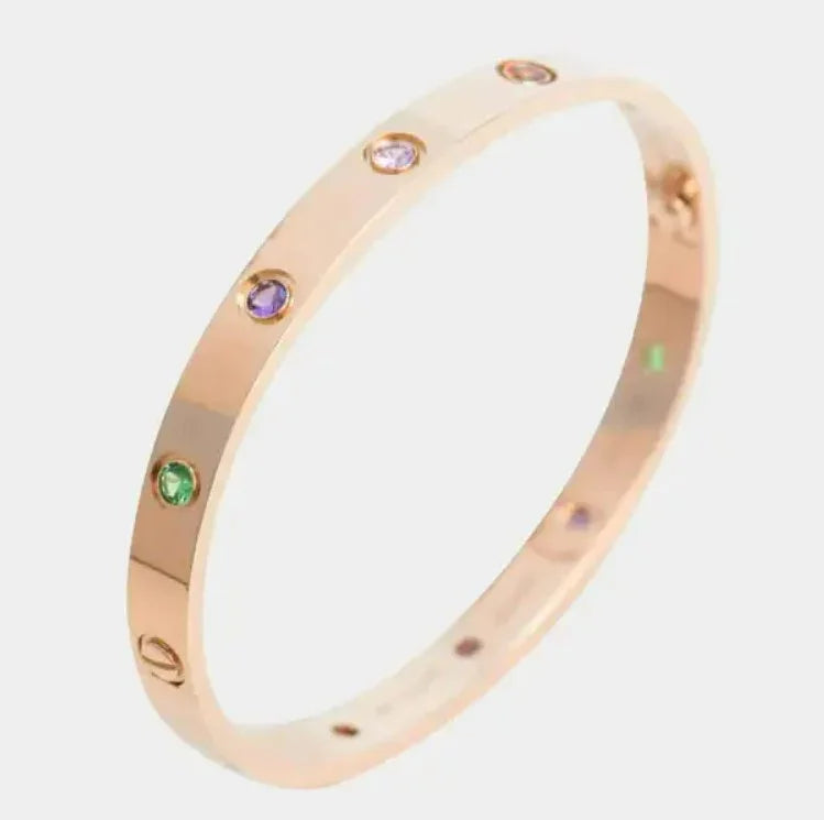 Carthttier 18k Rose Gold 10 Multi Gemstone Love Bracelet