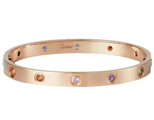 Carthttier 18k Rose Gold 10 Multi Gemstone Love Bracelet