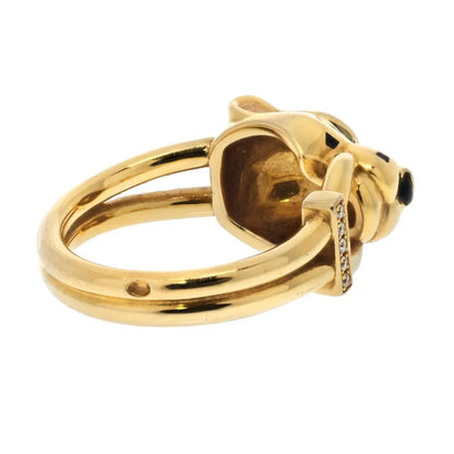 Carthttier 18K Yellow Gold Panthere Black Lacquer Ring