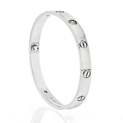 Carthttier Love 18K White Gold Love 4 Diamond Size 18 Bracelet