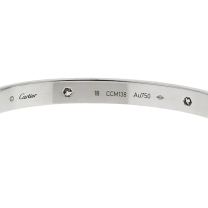 Carthttier Love 18K White Gold Love 4 Diamond Size 18 Bracelet