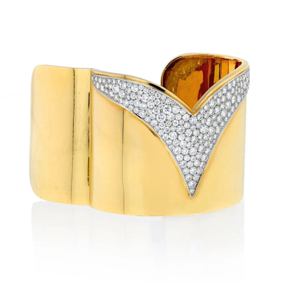 Carthttier Platinum & 18K Yellow Gold 5.75cttw Diamond Cuff Bracelet