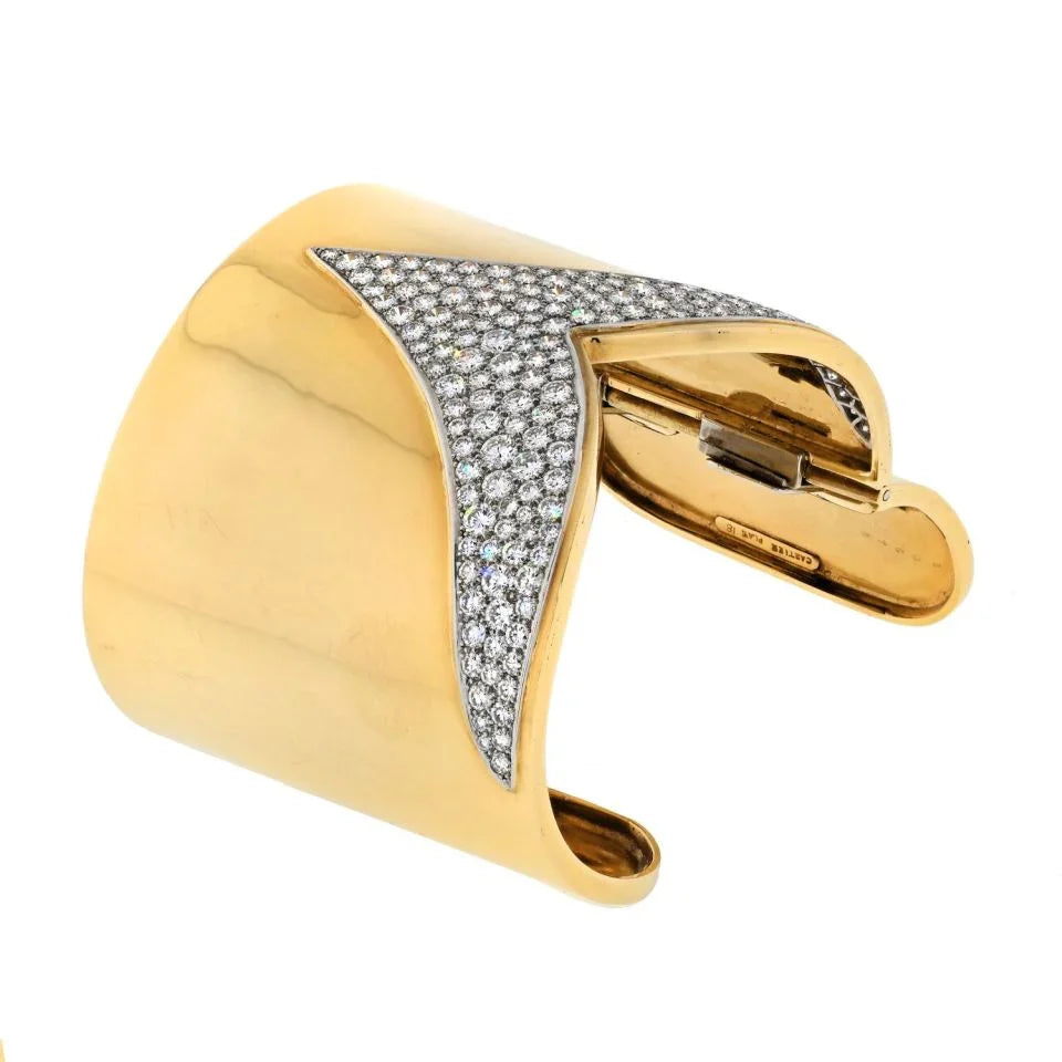 Carthttier Platinum & 18K Yellow Gold 5.75cttw Diamond Cuff Bracelet