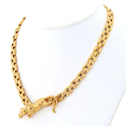 Carthttier 18K Yellow Gold Panthere Maillon Link Chain Vintage Necklace