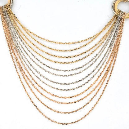 Carthttier Trinity Tricolors 18K Tri Color Multi Chain Trinity Tricolor Chain Necklace