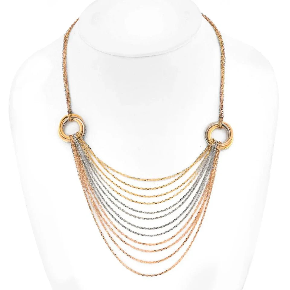 Carthttier Trinity Tricolors 18K Tri Color Multi Chain Trinity Tricolor Chain Necklace