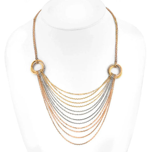 Carthttier Trinity Tricolors 18K Tri Color Multi Chain Trinity Tricolor Chain Necklace