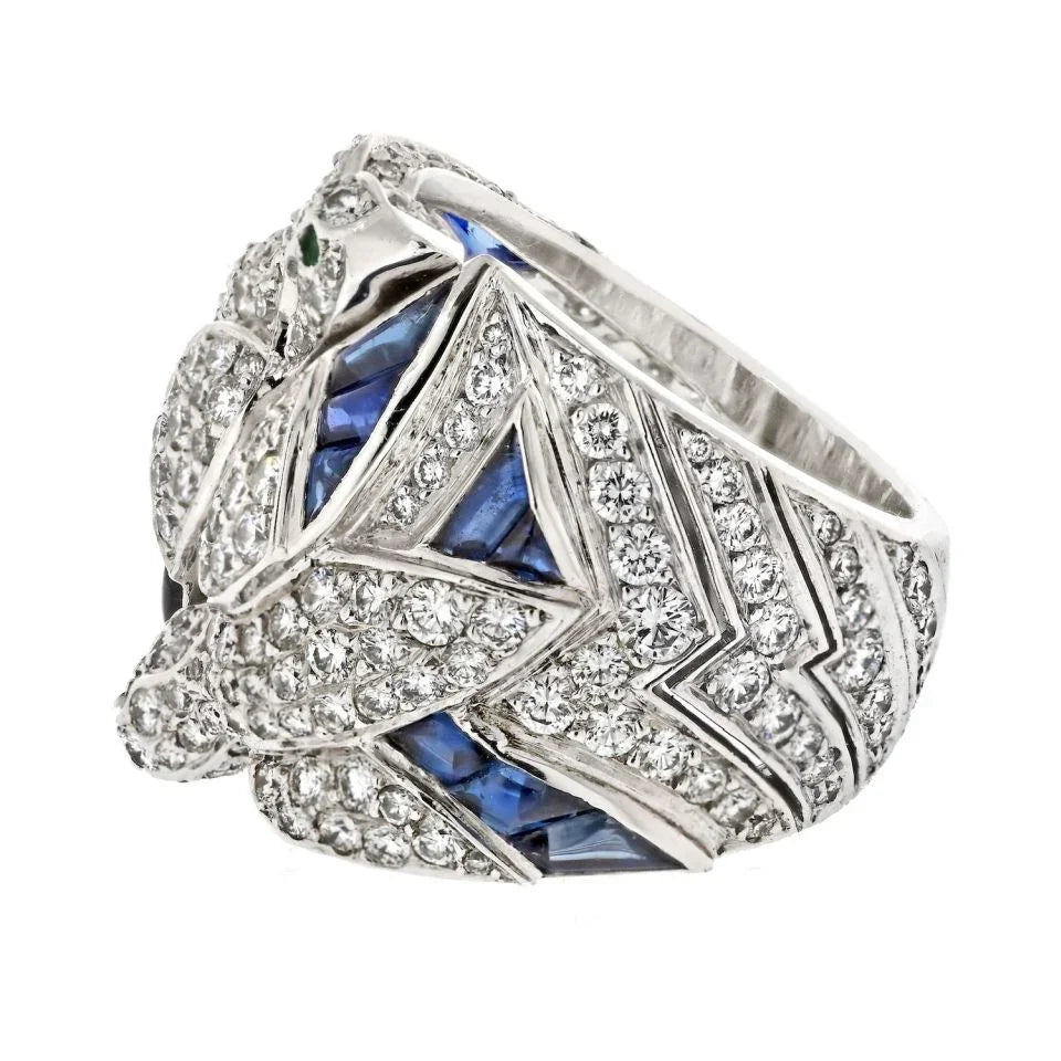 Carthttier 18K White Gold Diamond And Sapphire Dove Ring