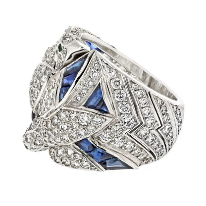 Carthttier 18K White Gold Diamond And Sapphire Dove Ring