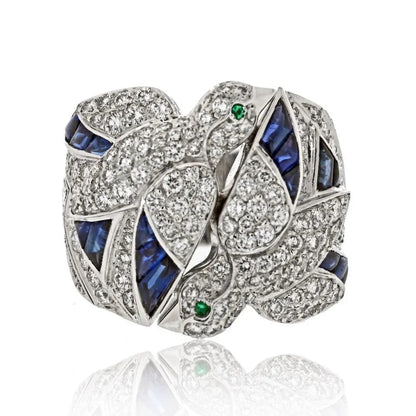 Carthttier 18K White Gold Diamond And Sapphire Dove Ring