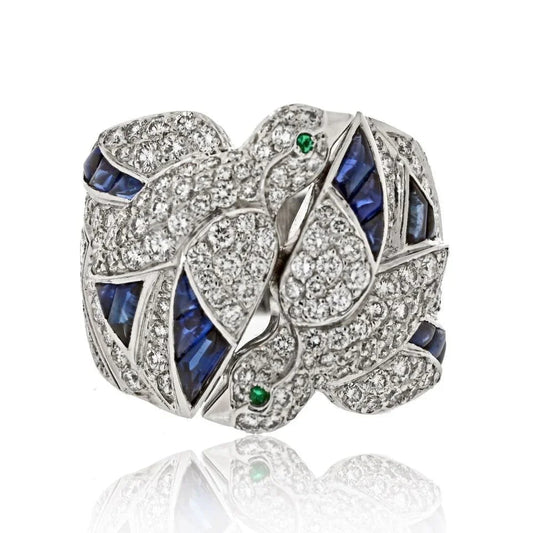 Carthttier 18K White Gold Diamond And Sapphire Dove Ring