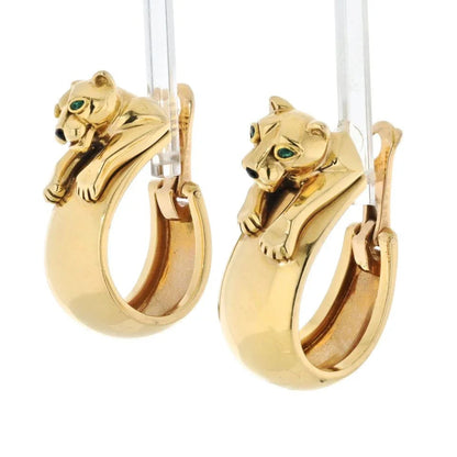 Carthttier 18K Yellow Gold Panthere Heads Hoops Earrings