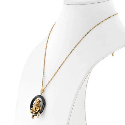 Carthttier 18K Yellow Gold Panthere On A Black Onyx Necklace