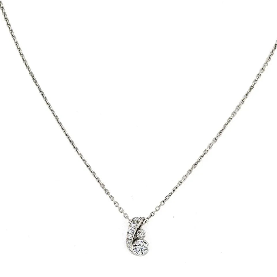 Carthttier Platinum 0.80cttw Round Diamond Solitaire Necklace