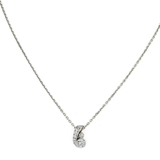 Carthttier Platinum 0.80cttw Round Diamond Solitaire Necklace