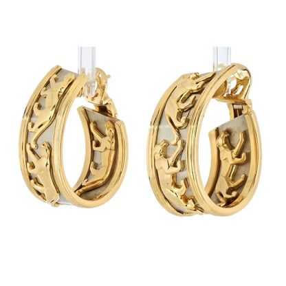 Carthttier 18K Two Tone Walking Panthere Hoop Earrings